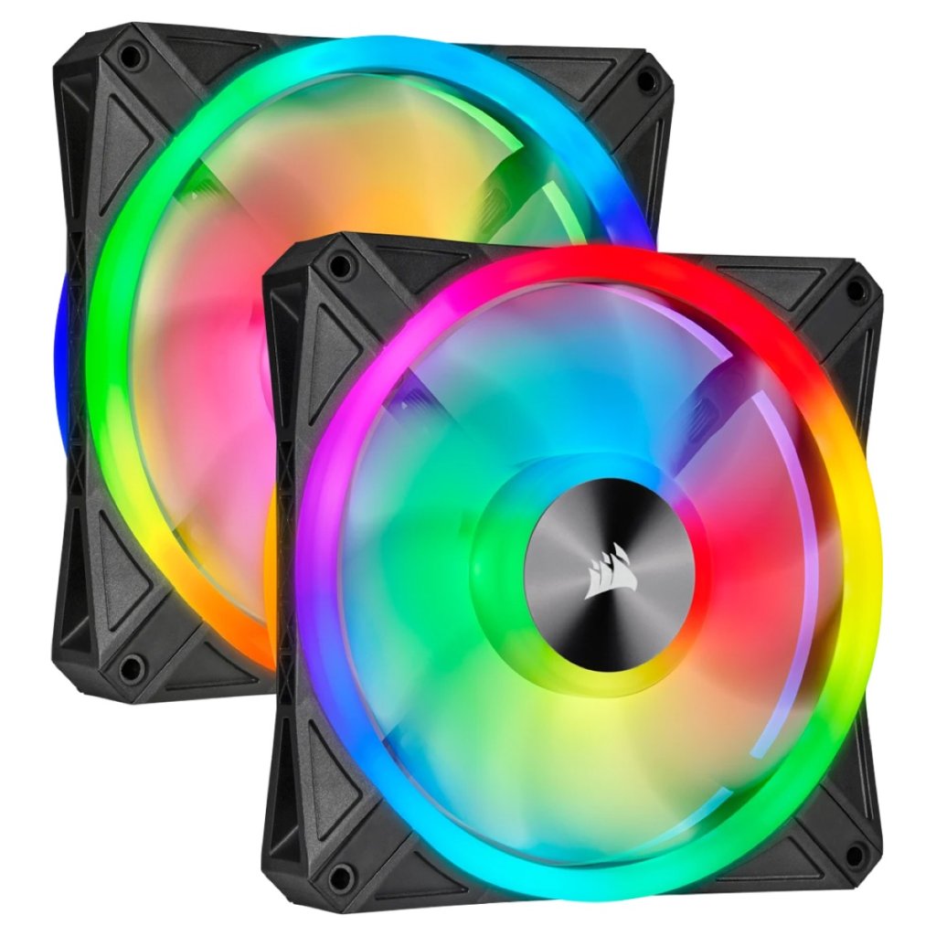 Corsair iCUE QL140 RGB White 140mm PWM Fan - Dual Pack with Lighting Node CORE