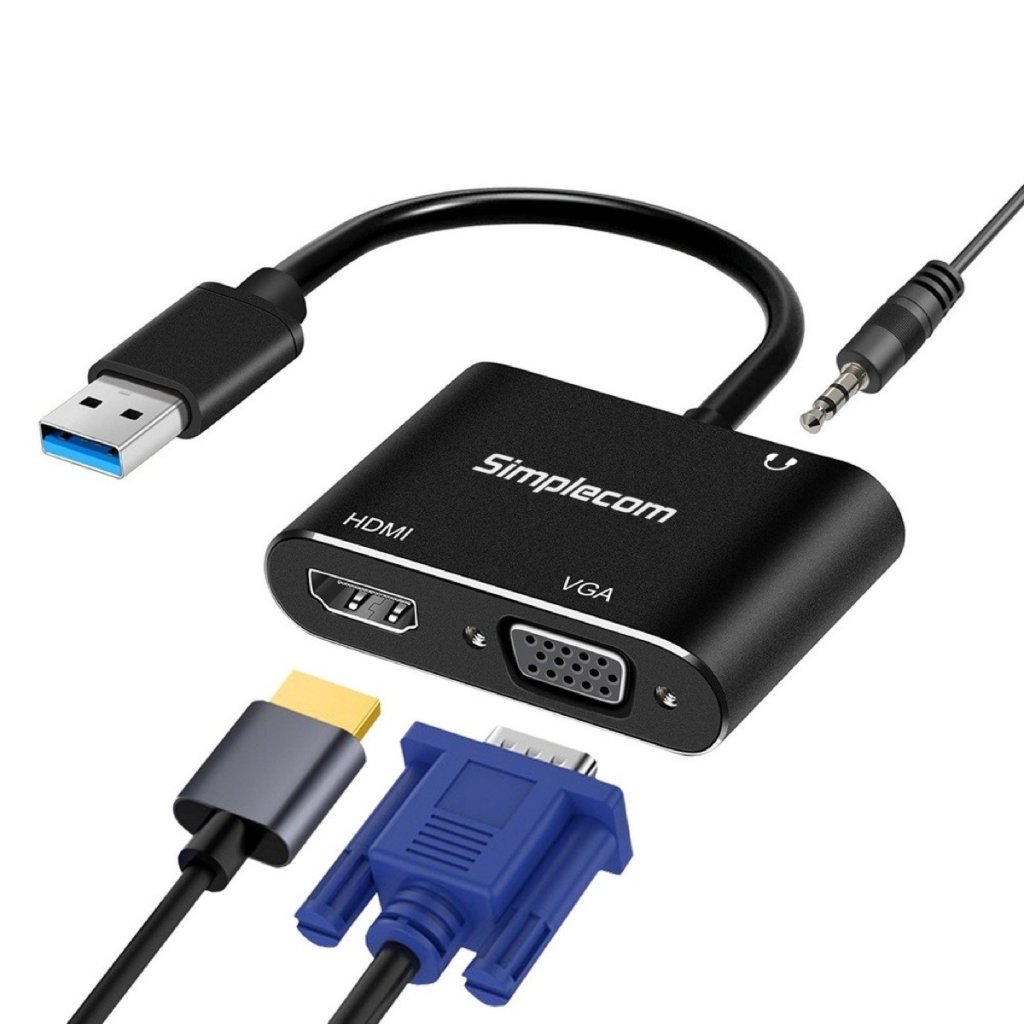 Simplecom DA316A USB to HDMI/VGA Adapter with 3.5mm Audio Image 1