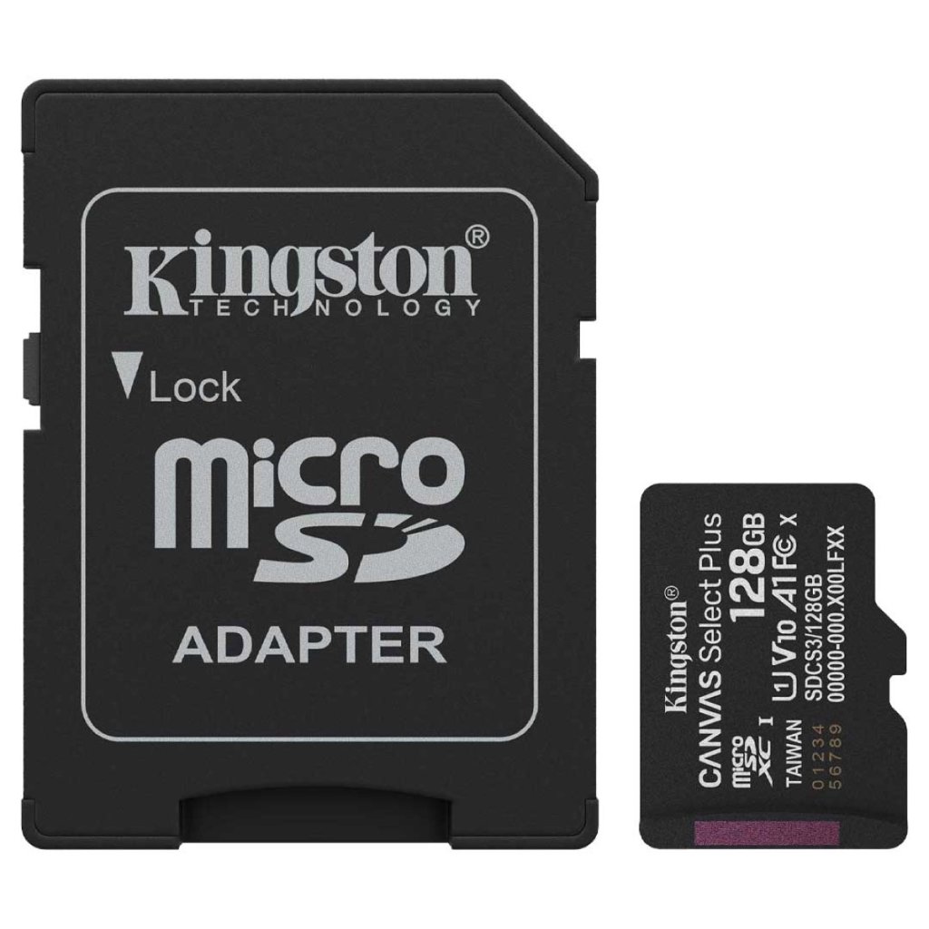 Kingston 128GB Canvas Select Plus Class 10 UHS-I microSD Memory Card - 100MB/s Image 1