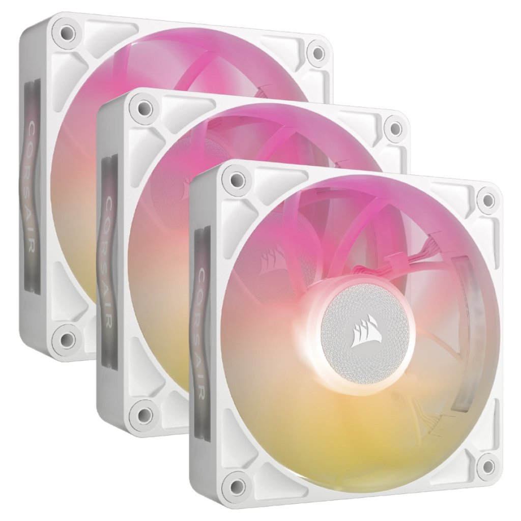 Corsair iCUE QL120 RGB White 120mm PWM Fan - Three Pack with Lighting Node CORE