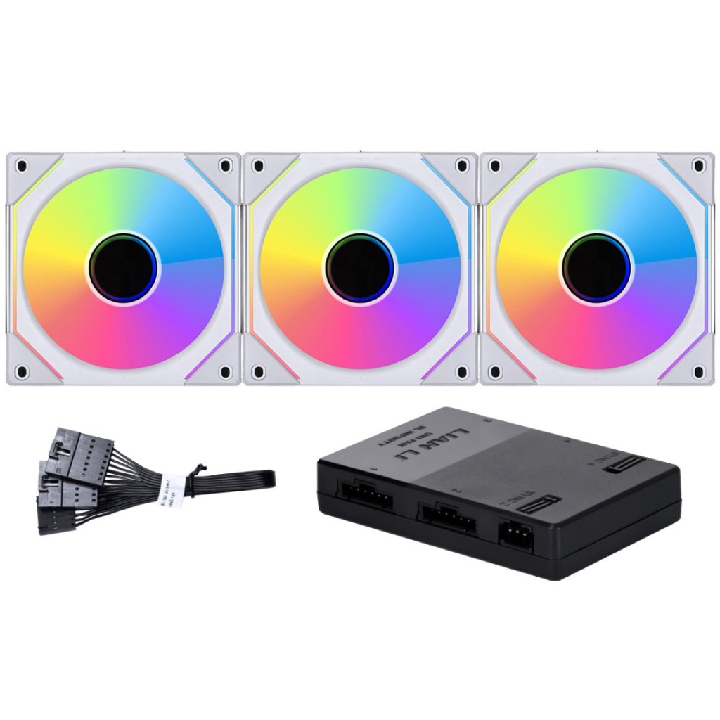 Lian-Li UNI FAN P28 120mm PWM Fan - White (3-Pack w/ Controller)