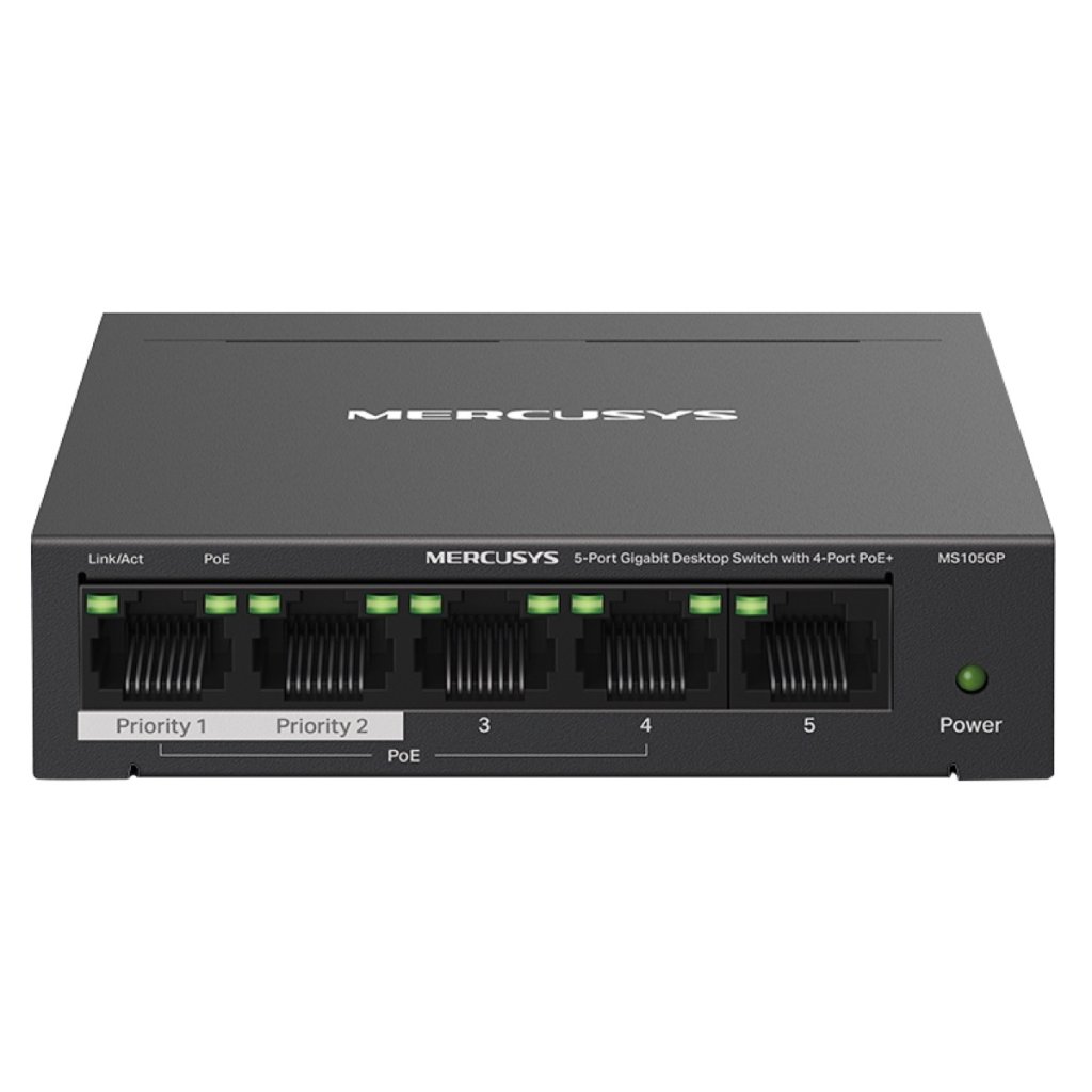 Mercusys MS105GP 5-Port Gigabit Desktop Switch with 4-Port PoE+