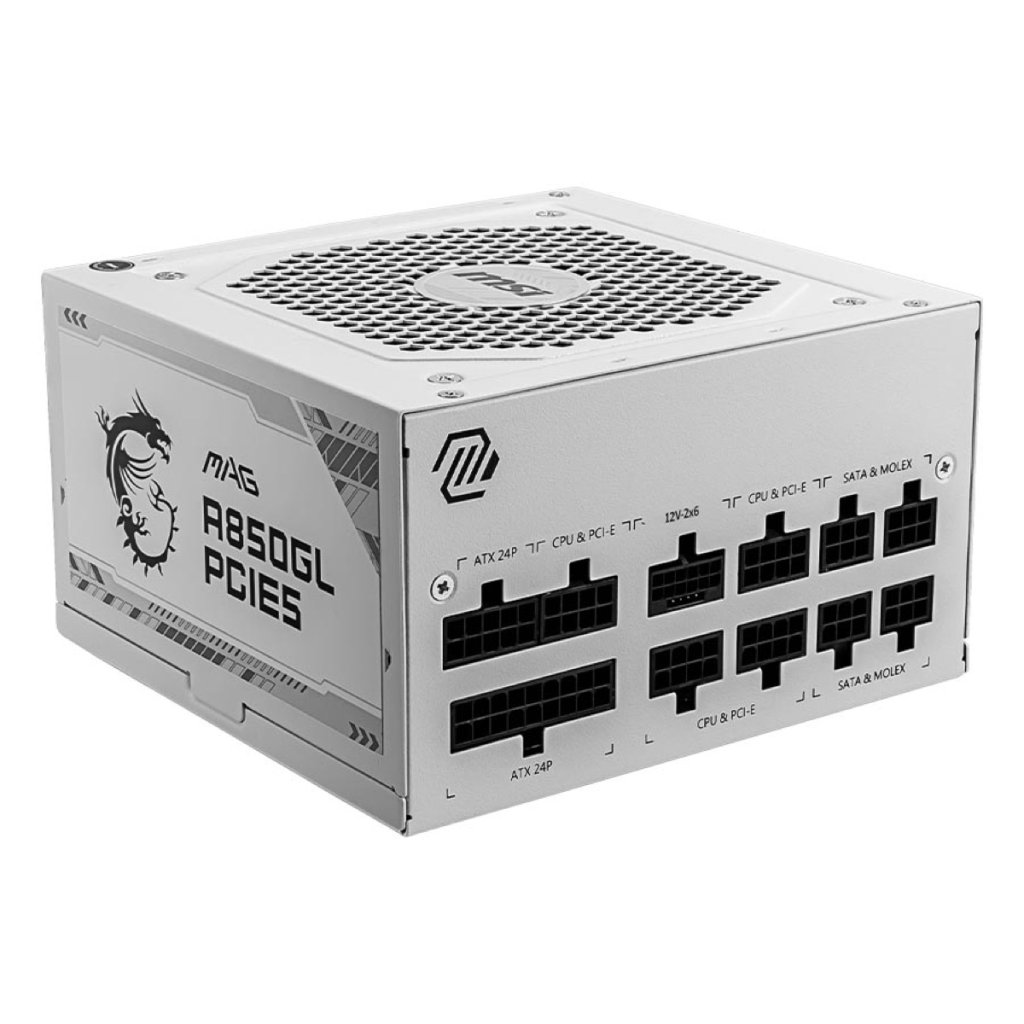 MSI MAG A850GL 850W 80+ Gold ATX 3.0 PCIe 5.0 Fully Modular Power Supply - White Image 1