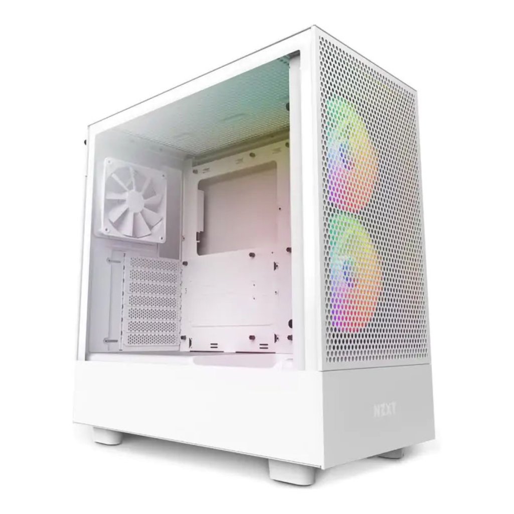NZXT H5 Flow 2024 RGB Compact Tempered Glass Mid-Tower ATX Case - White