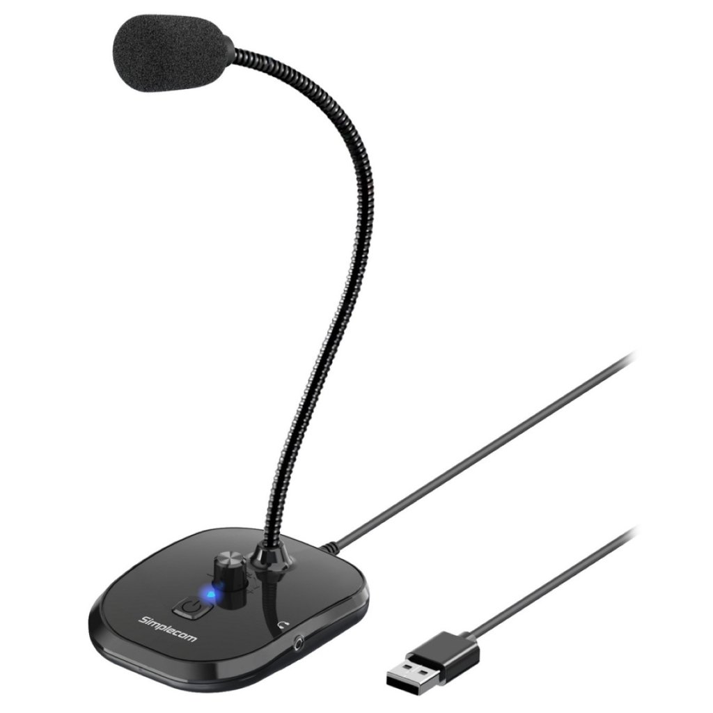 Simplecom Plug and Play USB Desktop Microphone with Headphone Jack (UM360)