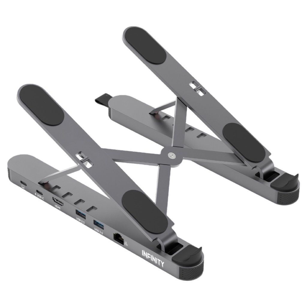 Infinity Laptop Riser Stand with 5-in-1 Dock