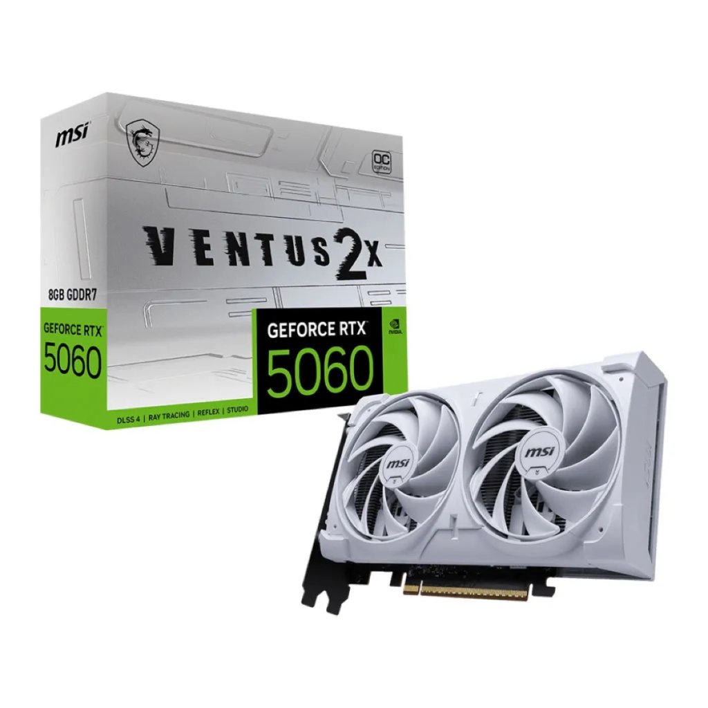 MSI GeForce RTX 5060 VENTUS 2X OC 8GB Video Card - White Image 1
