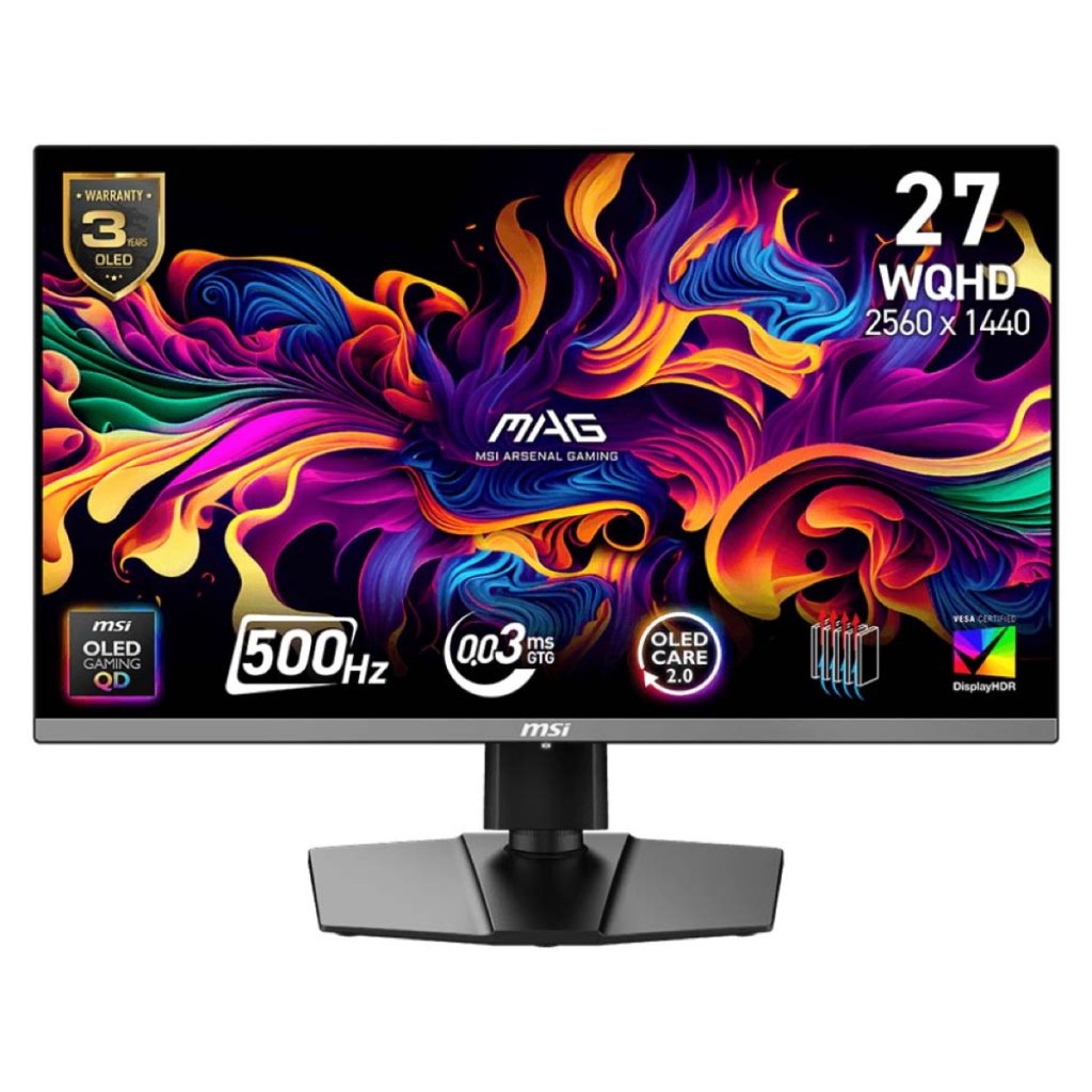 MSI MAG 272QP QD-OLED X50 26.5inch 500Hz QHD QD-OLED Gaming Monitor Image 1