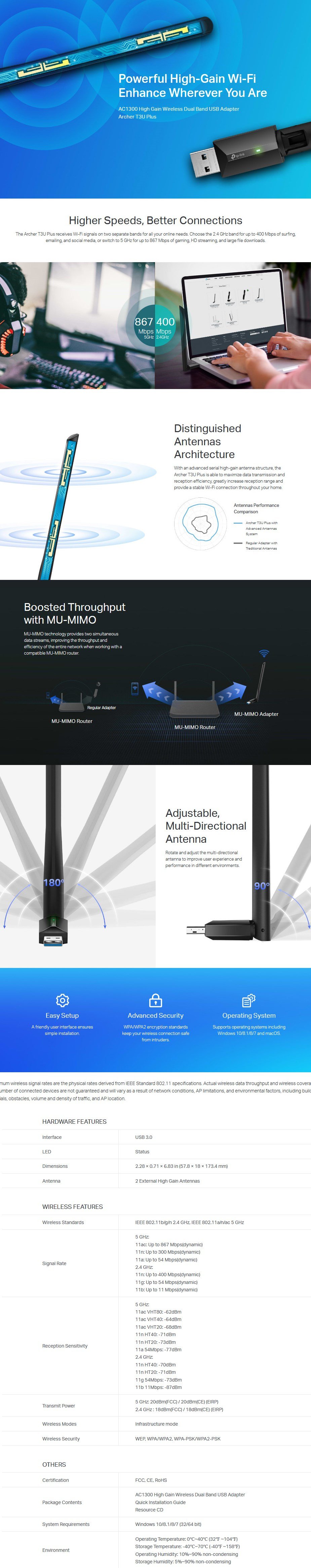TP-Link Archer T3U Plus USB Adapter Image 1
