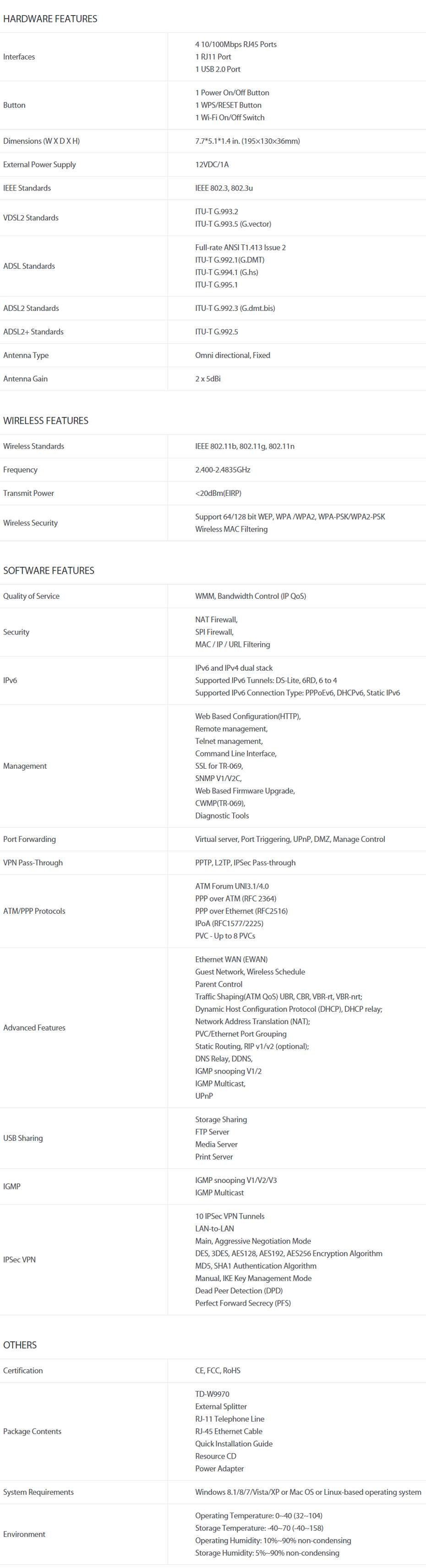 TP-LINK TD-W9970 Wireless N300 Modem Router Image 1