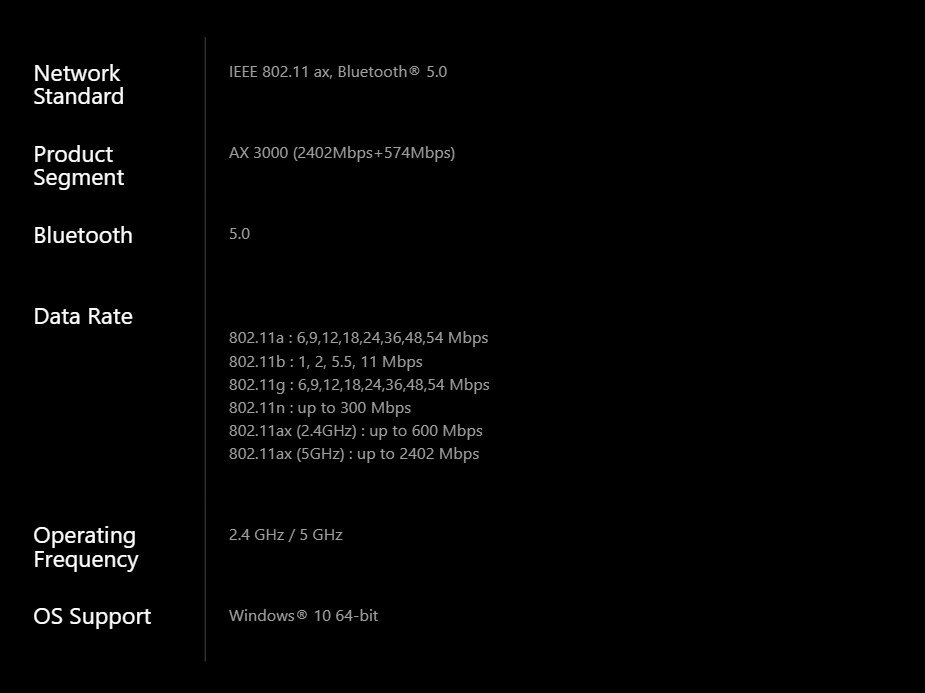 ASUS PCE-AX58BT AX3000 Dual Band PCI-E WiFi 6 Adapter Image 1