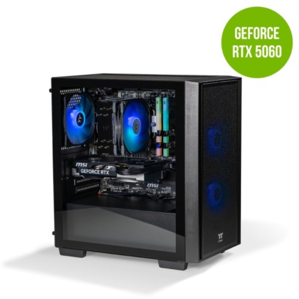 Thermaltake Gaming System Genesis Ultimate V5 - AMD 5600 / RTX 5060/ B550M WIFI/ 16GB RAM/ H16 Black Image 1