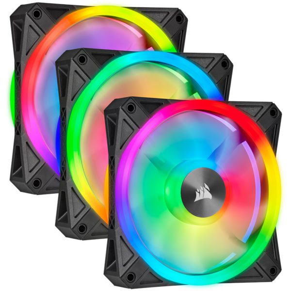 Corsair iCUE QL120 RGB 120mm PWM Fan – Three Pack with Lighting Node CORE