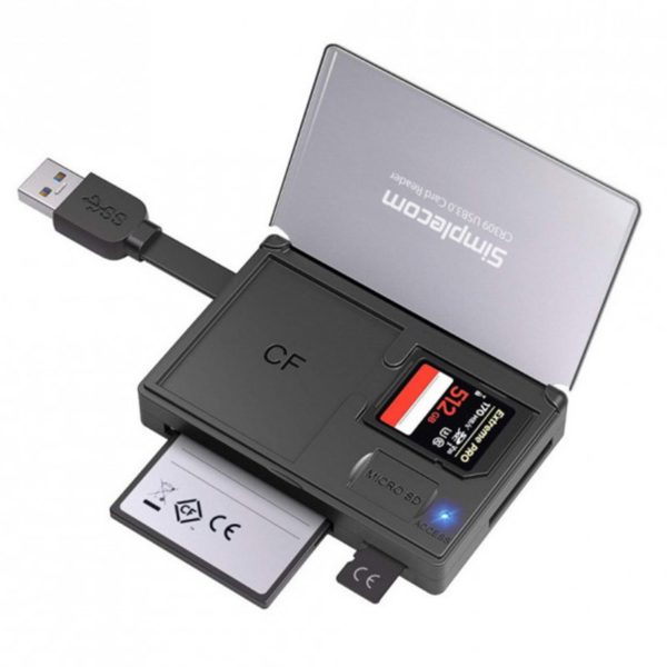 Simplecom CR309 3 Slot USB 3.0 Card Reader with Card Storage Case