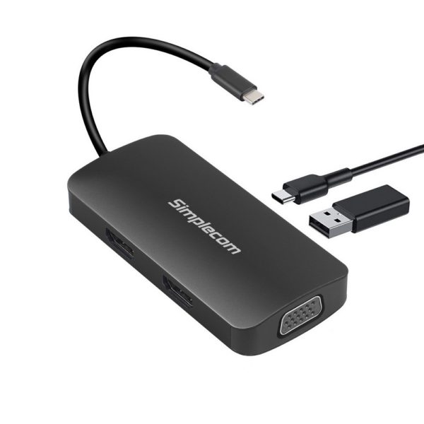Simplecom DA450 5-in-1 USB-C Multiport Adapter MST Hub with VGA/Dual HDMI