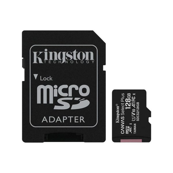Kingston 128GB Canvas Select Plus Class 10 UHS-I microSD Memory Card – 100MB/s