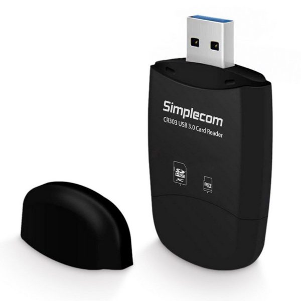 Simplecom CR303 2-Slot SuperSpeed USB 3.0 Card Reader – Black
