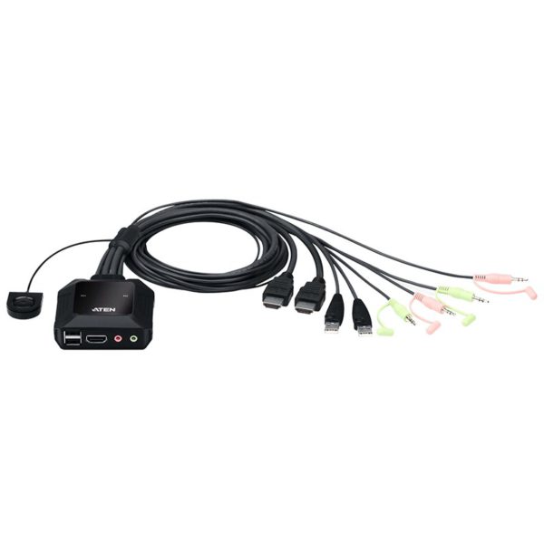 ATEN CS22H 2-Port USB 4K HDMI Cable KVM Switch with Remote Port Selector
