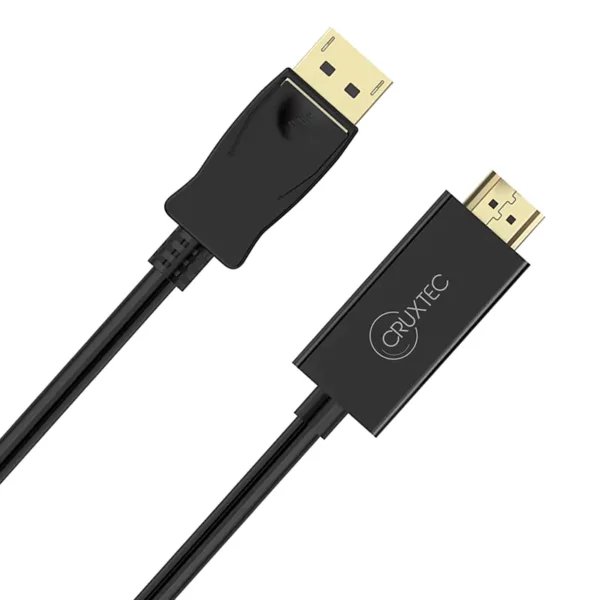 Cruxtec DisplayPort Male to HDMI Male Black Cable – 2m