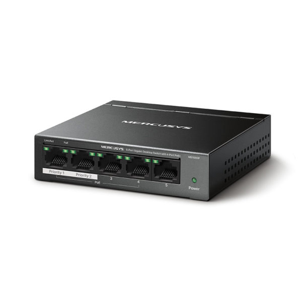 Mercusys MS105GP 5-Port Gigabit Desktop Switch with 4-Port PoE+