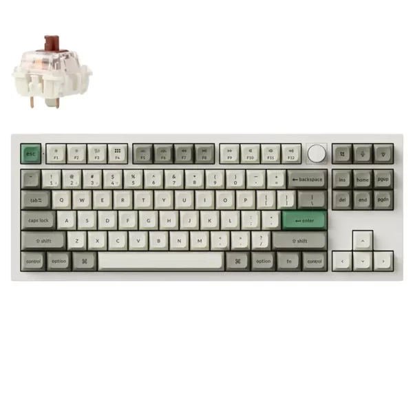 Keychron Q3 Max 80% TKL Full Assembled Knob RGB Hot-Swap Gateron Wireless QMK Custom Keyboard Brown Switch – White