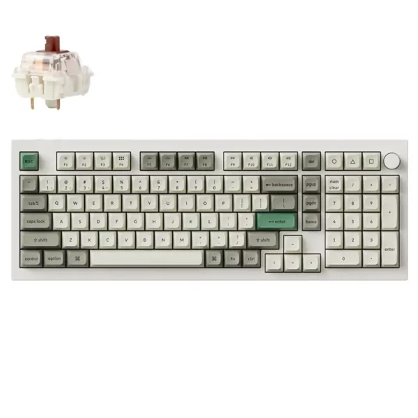 Keychron Q5 Max 96% Layout Full Assembled Knob RGB Hot-Swap Gateron Wireless QMK Custom Keyboard Brown Switch – White