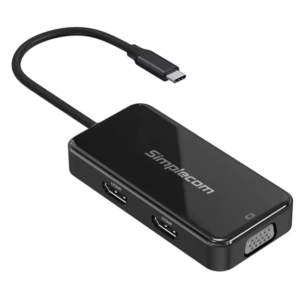 Simplecom DA451 5-in-1 USB-C MST Hub with VGA and Dual HDMI Multiport Adapter