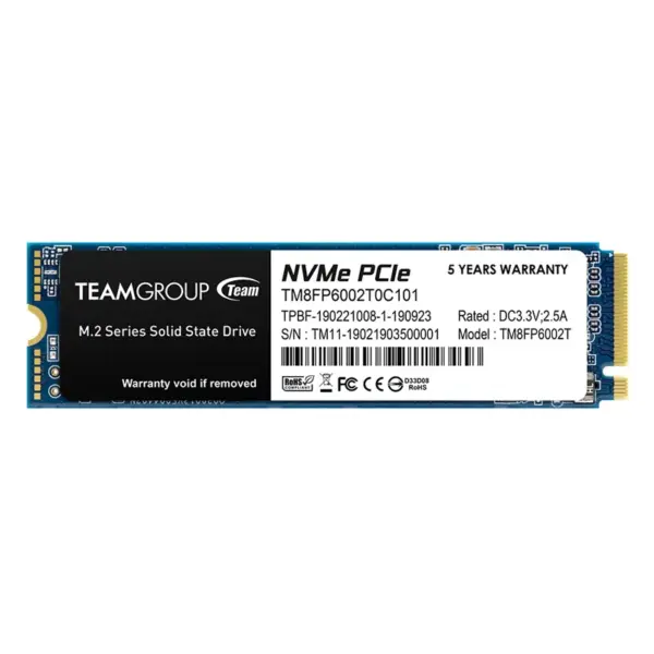 Team MP33 2TB PCIe 3.0 NVMe M.2 2280 SSD – TM8FP6002T0C101