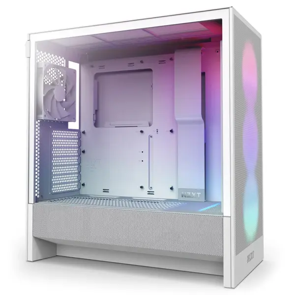 NZXT H5 Flow 2024 RGB Compact Tempered Glass Mid-Tower ATX Case – White