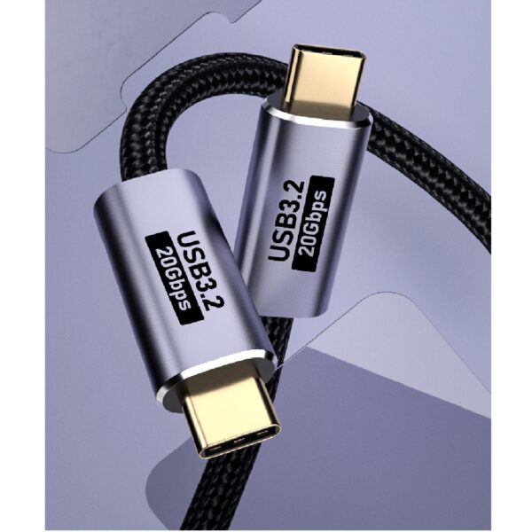 Pisen Braided USB-C to USB-C (3.2 Gen2) Charge & Video (8K@60Hz) Cable (1M) Black