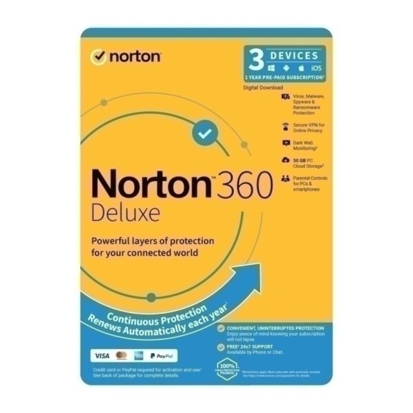Norton 360 Deluxe 50GB 1 User, 3 Device, 12 Months Subscription