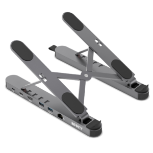 Infinity Laptop Riser Stand with 5-in-1 Dock