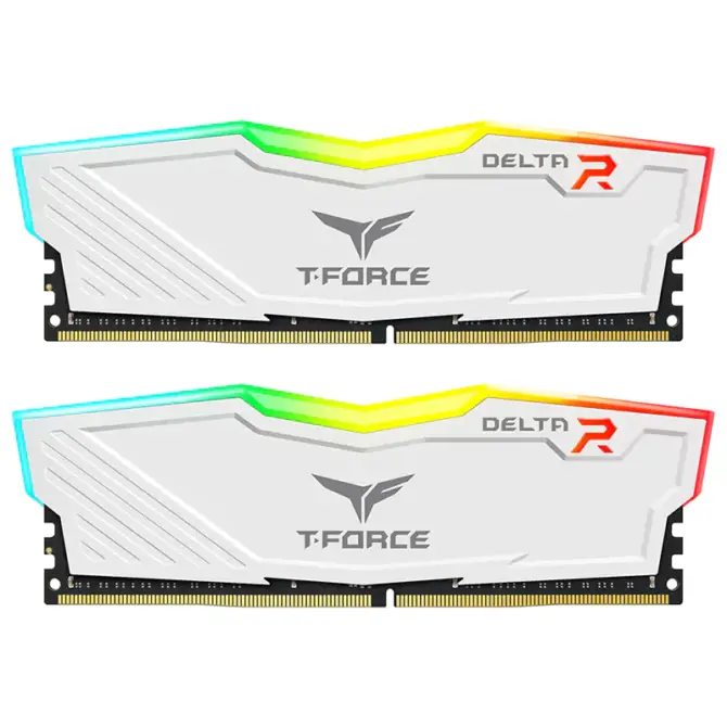 Team T-Force Delta RGB Series 16GB (2x 8GB) DDR4 3200MHz Desktop Memory – White