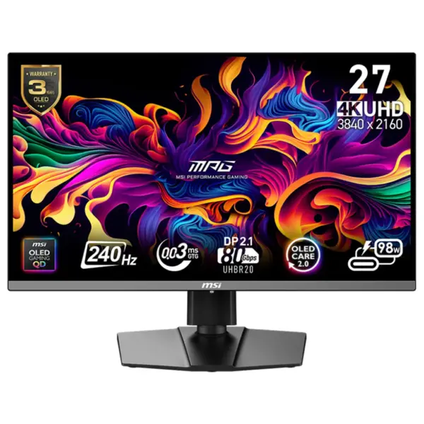 MSI MPG 272URX 26.5″ 240Hz 4K UHD 0.03ms Adaptive Sync QD-OLED Gaming Monitor – G-SYNC Compatible