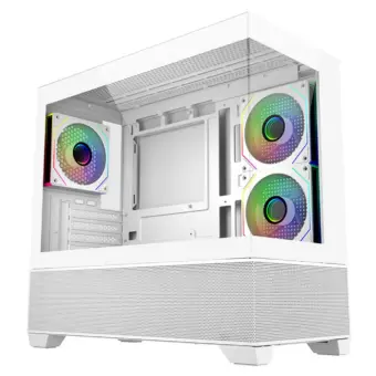 Cooler Master Elite 490 ARGB Tempered Glass Micro-ATX Case – White