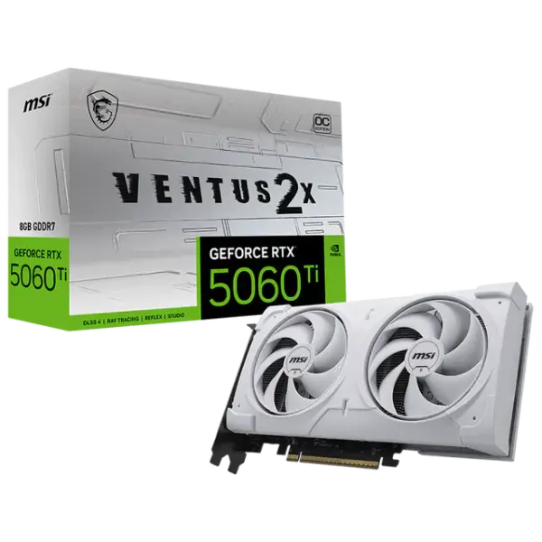 MSI GeForce RTX 5060 Ti 8G VENTUS 2X OC WHITE PLUS Gaming Graphics Card